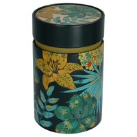 Tinnen voorraadblik voor losse thee met groene tropische accenten Rustic Flower Green