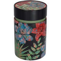 Tinnen voorraadblik voor losse thee met rode tropische accenten Rustic Flower Red